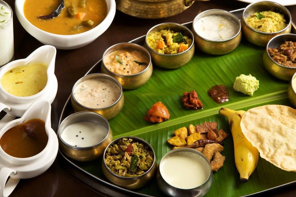 Dakshina Karnataka vegetarian meal served on banana leaf by South Indian Catering Services