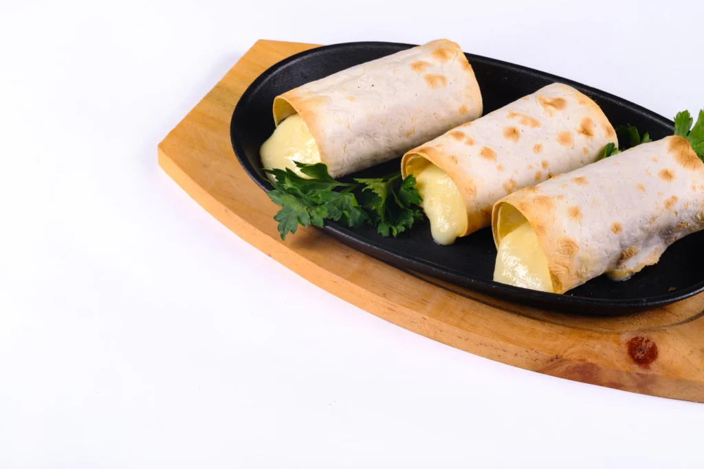 Lebanese-style cheese rolls (Rakakat Jebneh), served by Sar v Sri Lebanese Catering Services